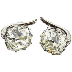 Old Miner Cut 4 Carats H Vs1 Genuine Diamond Stud Earring White Gold 14K