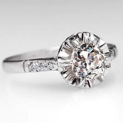 Old Miner Cut Genuine Diamond Engagement Ring 2.75 Carats White Gold 14K