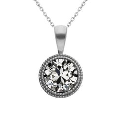 Old Mine Cut Fine Diamond Drop Pendant in 14K White Gold – 1.50