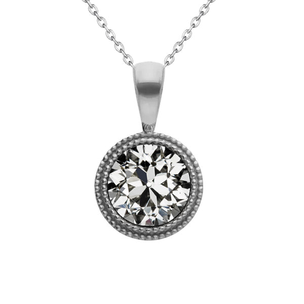 Genuine Fine Diamond Drop Pendant 1.50 ct 14K White Gold – main view