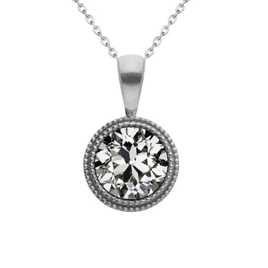 Genuine Fine Diamond Drop Pendant 1.50 ct 14K White Gold – main view