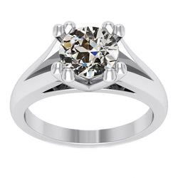 Genuine Brilliant Diamond Single Stone Ring – 14K White Gold 3 ct