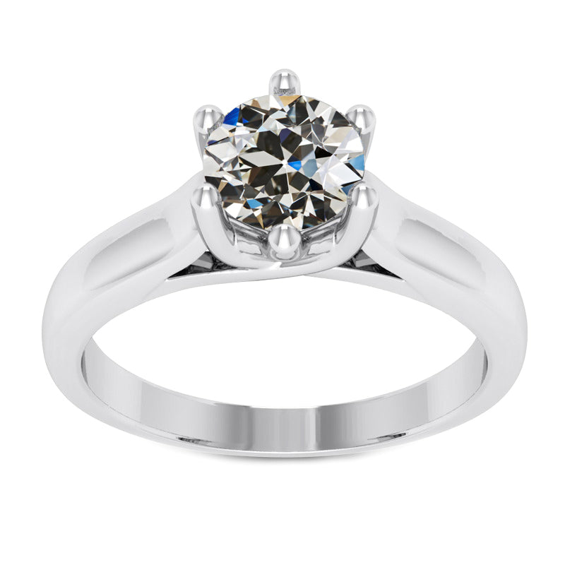 Diamond Antique Cushion Solitaire Ring in 14 Karat White Gold – main view