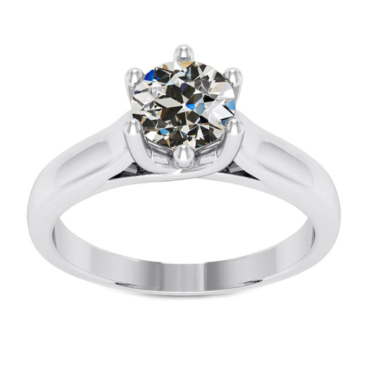 Diamond Antique Cushion Solitaire Ring in 14 Karat White Gold – main view