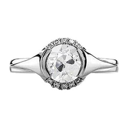 Old Miner Genuine Natural Earth Mined Diamond Halo Ring Half Bezel 1.50 Carats Women's Jewelry