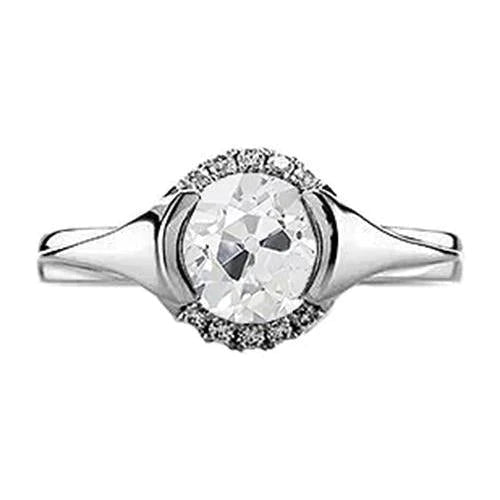 Old Miner Genuine Diamond Halo Ring Half Bezel 1.50 Carats Women's Jewelry