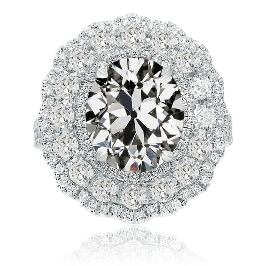 Old Miner Genuine Diamond Halo Ring Prong Set Flower Style 14 Carats Gold