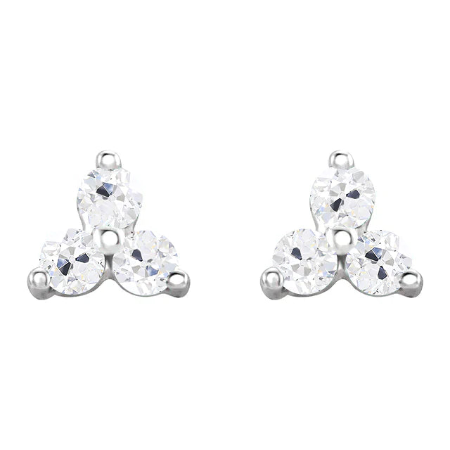 Old Miner Natural Diamond Stud Earrings 6 Carats Round Cut White Gold 14K