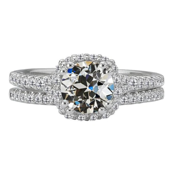 Old Miner Real Diamond Women’s Halo Wedding Ring Set 5.50 Carats 14K Gold