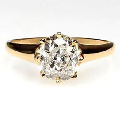 Old Miner Solitaire Real Diamond Wedding Ring 3 Carats Yellow Gold 14K