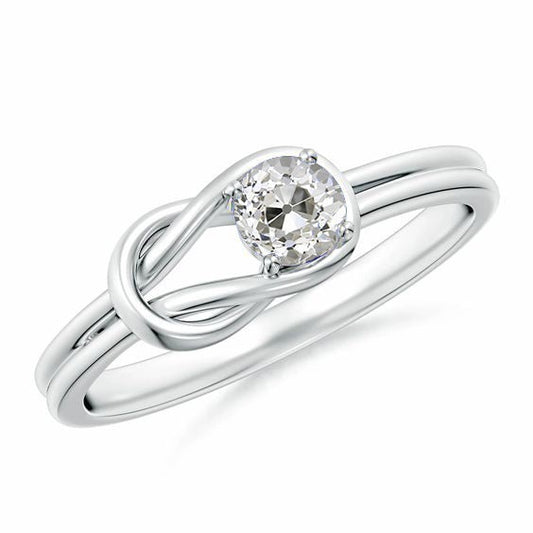 Old Miner Solitaire Round Real Diamond Ring Knot Style 1 Carat White Gold - Solitaire Ring-harrychadent.ca
