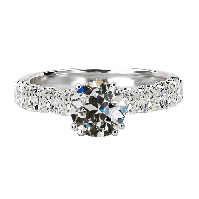 Earth-Mined Brilliant Diamond Solitaire Ring with Accents – main view