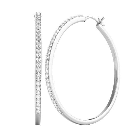 Omega Back Thin Hoop Real Diamond Earrings - Hoop Earrings-harrychadent.ca