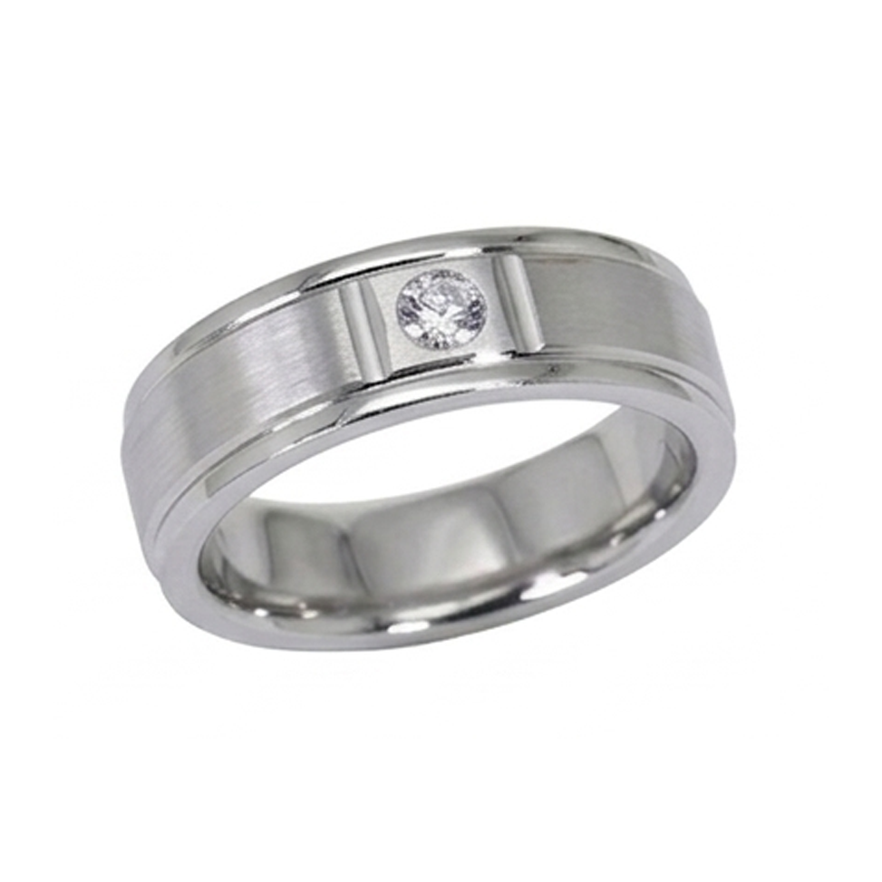 One Round Gypsy Real Natural Earth Mined Diamond ( Not Lab Grown ) Band 0.25 Carats Brushed Finish Men's Ring