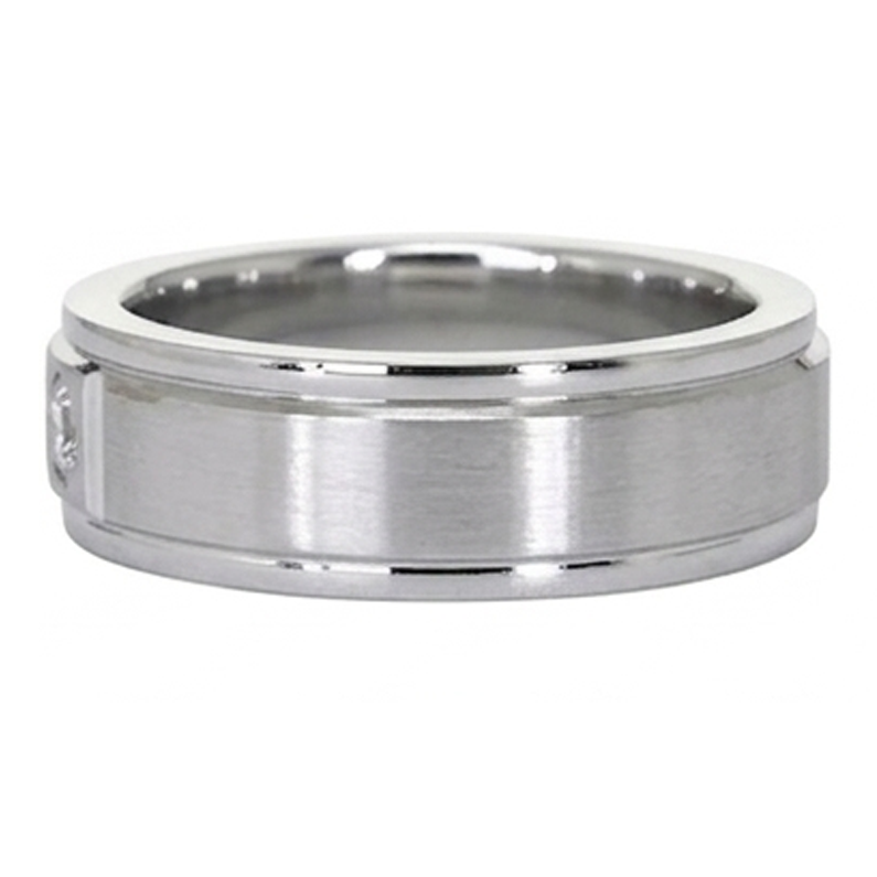 One Round Gypsy Real Natural Earth Mined Diamond ( Not Lab Grown ) Band 0.25 Carats Brushed Finish Men's Ring