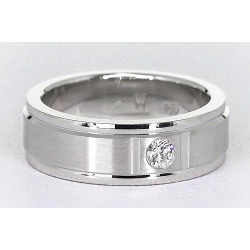 One Round Gypsy Real Diamond Band 0.25 Carats Brushed Finish Men's Ring