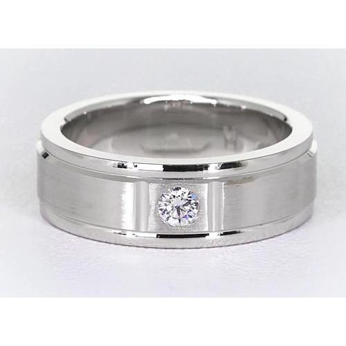 One Round Gypsy Real Diamond Band 0.25 Carats Brushed Finish Men's Ring