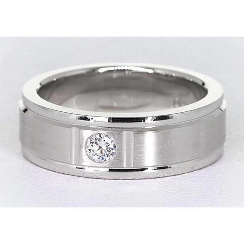 One Round Gypsy Real Diamond Band 0.25 Carats Brushed Finish Men's Ring