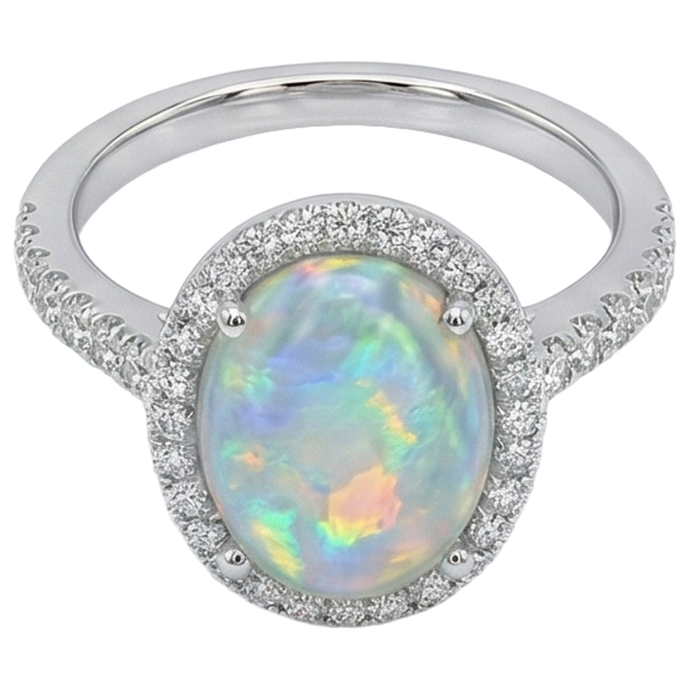 natural round opal 11.20ct ring side angle