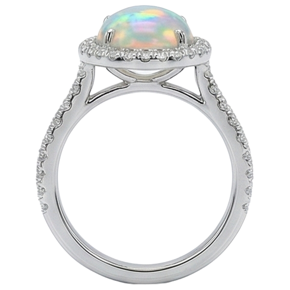 natural round opal 11.20ct ring top view