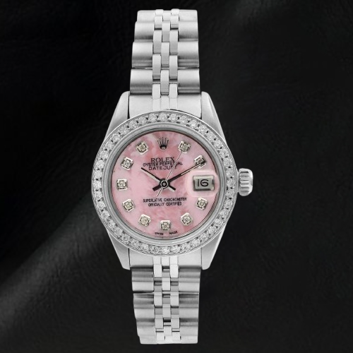 Rolex Datejust Ss Jubilee Bracelet Pink Mop Diamond Dial Ladies Watch