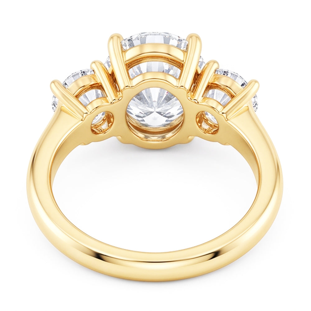Oval 3 Carat Real Natural Earth Mined Diamond ( Not Lab Grown )  Three Stone Engagement Ring Yellow Gold Jewelry