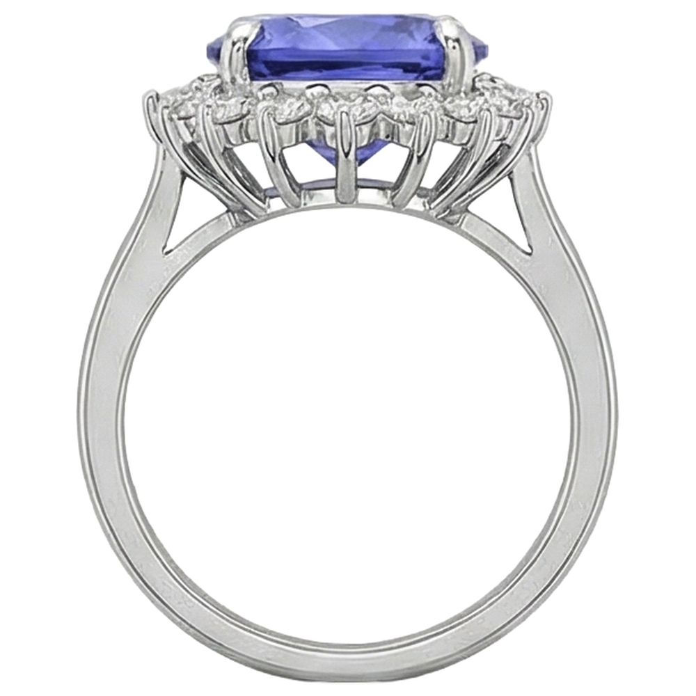 Oval AAA Tanzanite And Natural Earth Mined Diamond ( Not Lab Grown ) s 8 Carat Ring New White Gold 14K