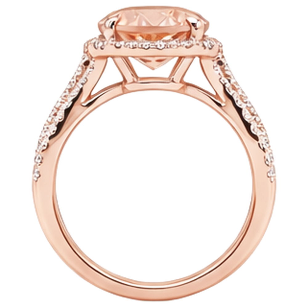 Oval And Round 9.25 Ct Morganite With Natural Earth Mined Diamond ( Not Lab Grown )s Ring Gold 14K