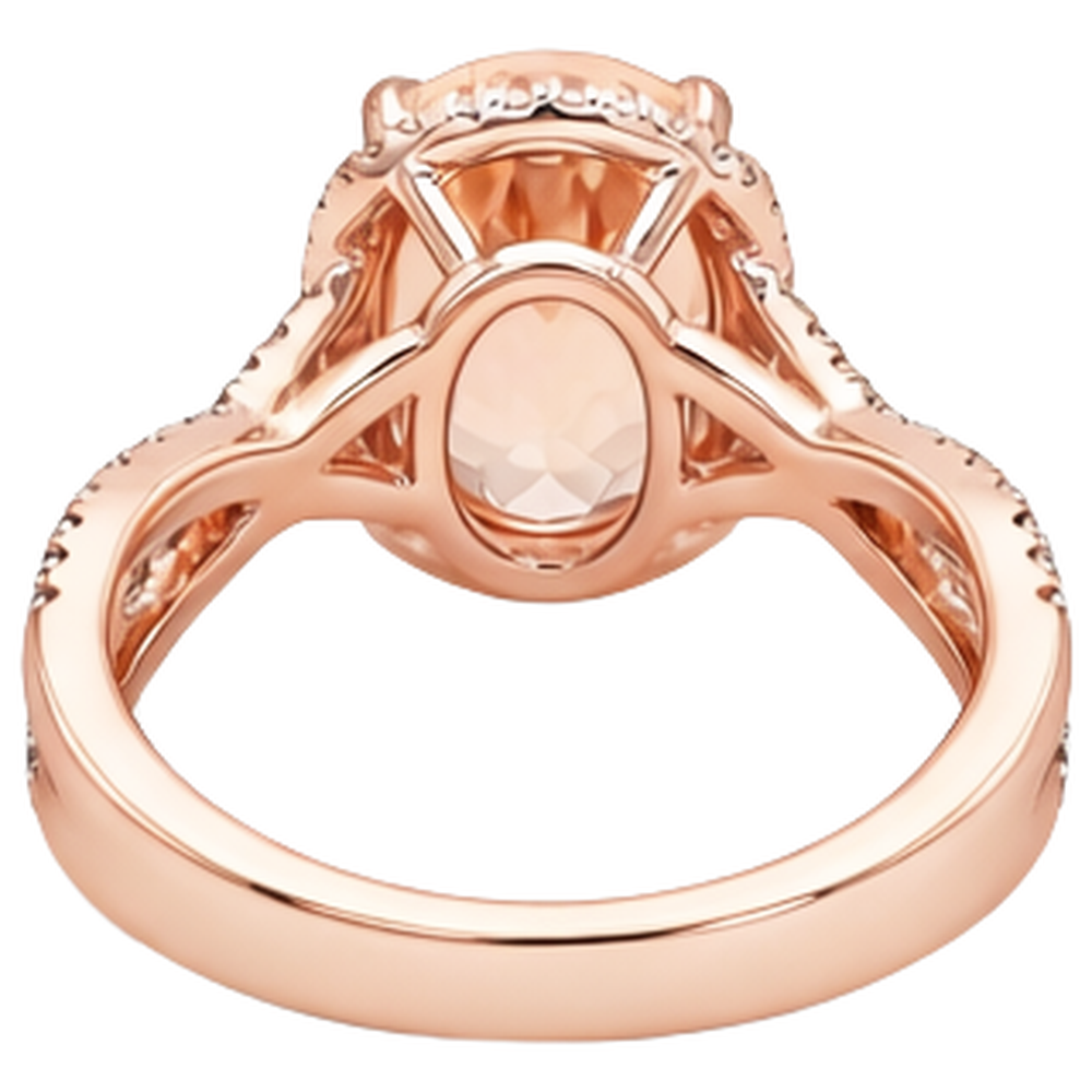 Oval And Round 9.25 Ct Morganite With Natural Earth Mined Diamond ( Not Lab Grown )s Ring Gold 14K