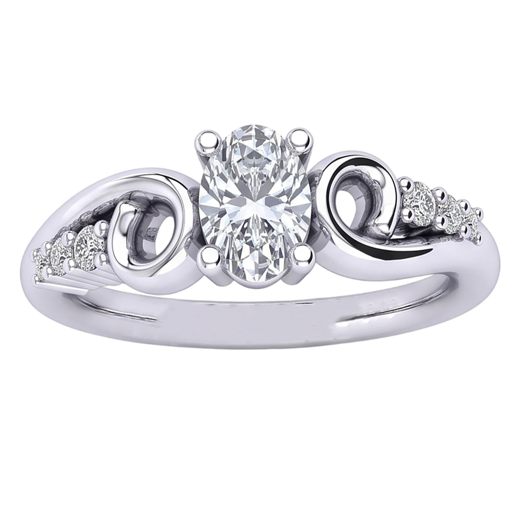 Oval And Round Cut 1.50 Carats Real Natural Earth Mined Diamond ( Not Lab Grown ) Engagement Ring White Gold 14K