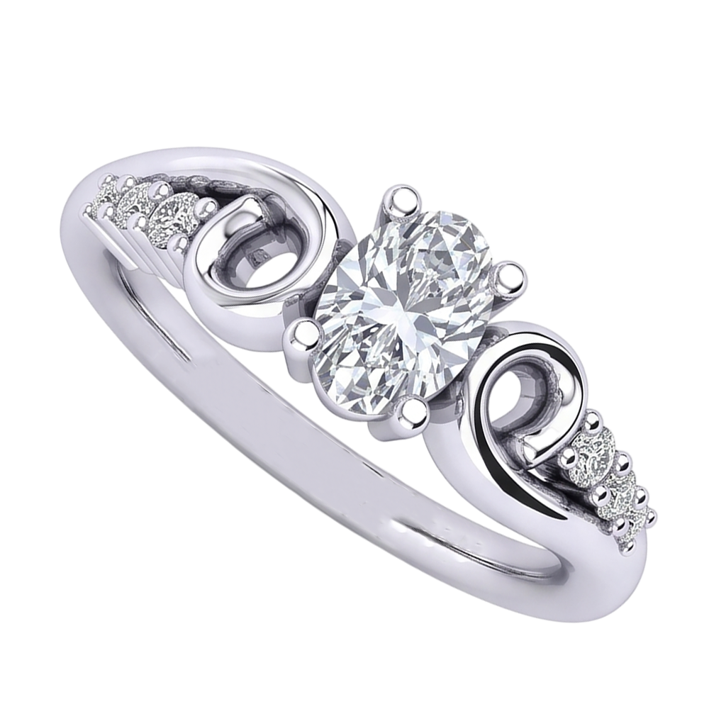 Oval And Round Cut 1.50 Carats Real Natural Earth Mined Diamond ( Not Lab Grown ) Engagement Ring White Gold 14K