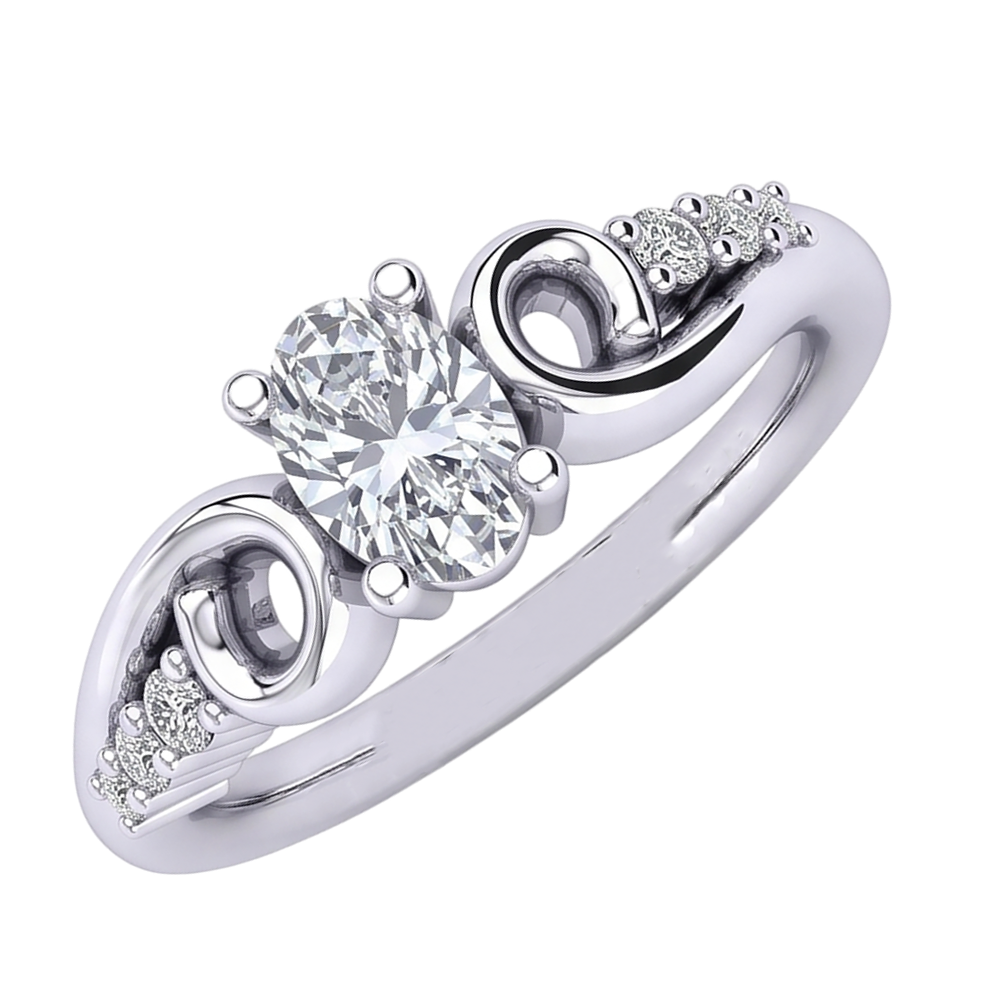 Oval And Round Cut 1.50 Carats Real Natural Earth Mined Diamond ( Not Lab Grown ) Engagement Ring White Gold 14K