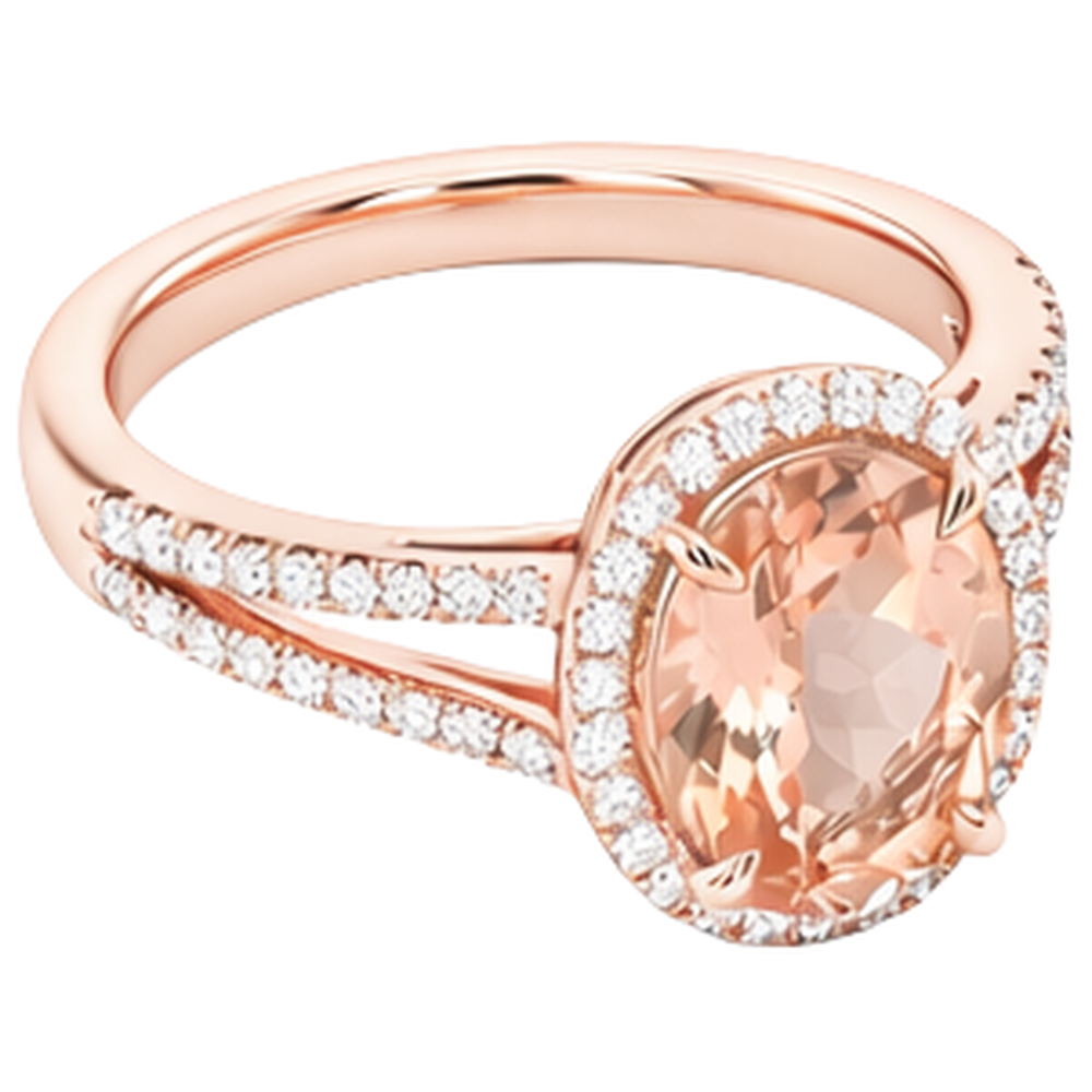 natural round morganite 19.75ct ring close up detail