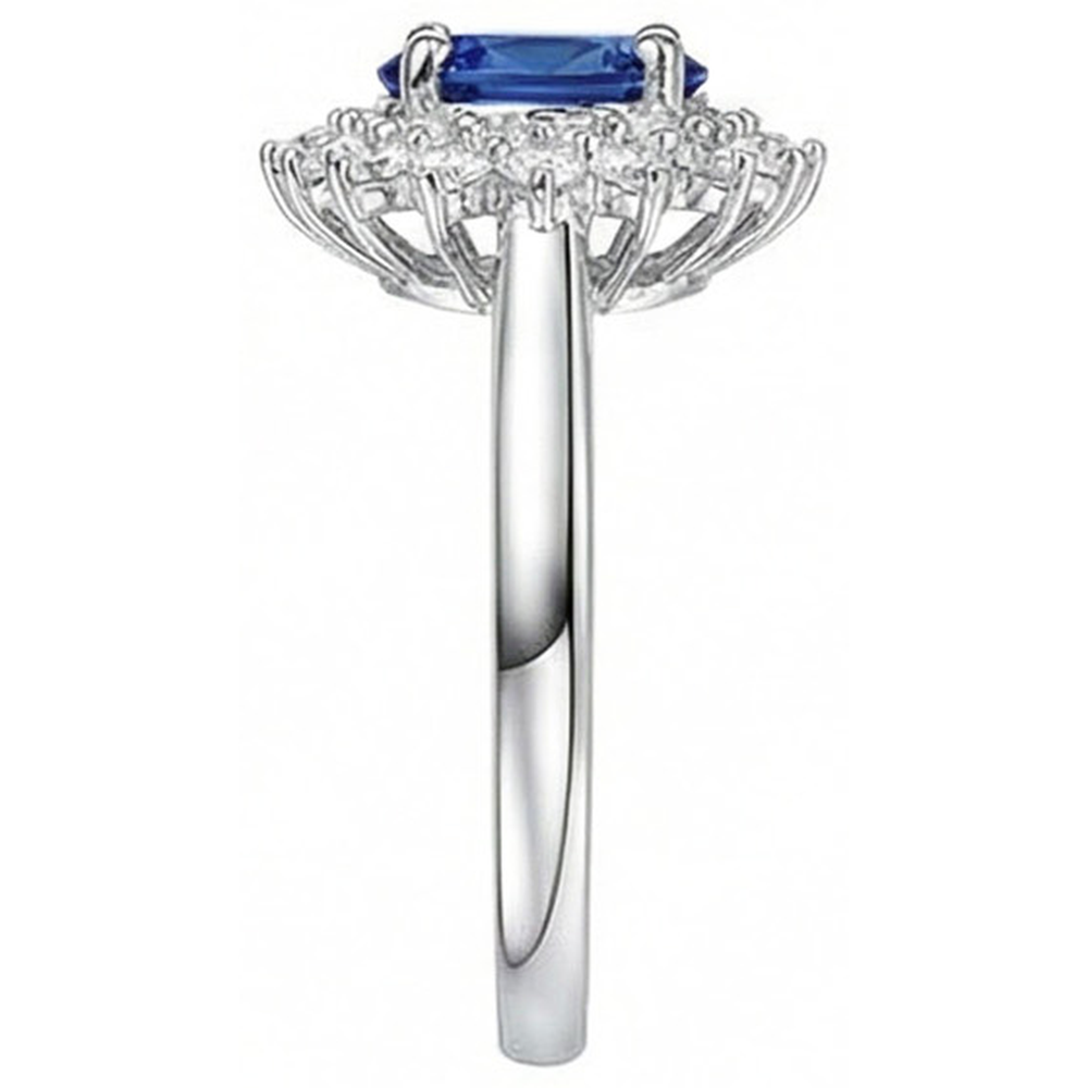 Oval And Round Cut 4 Ct Sri Lanka Sapphire Natural Earth Mined Diamond ( Not Lab Grown ) s Halo Ring
