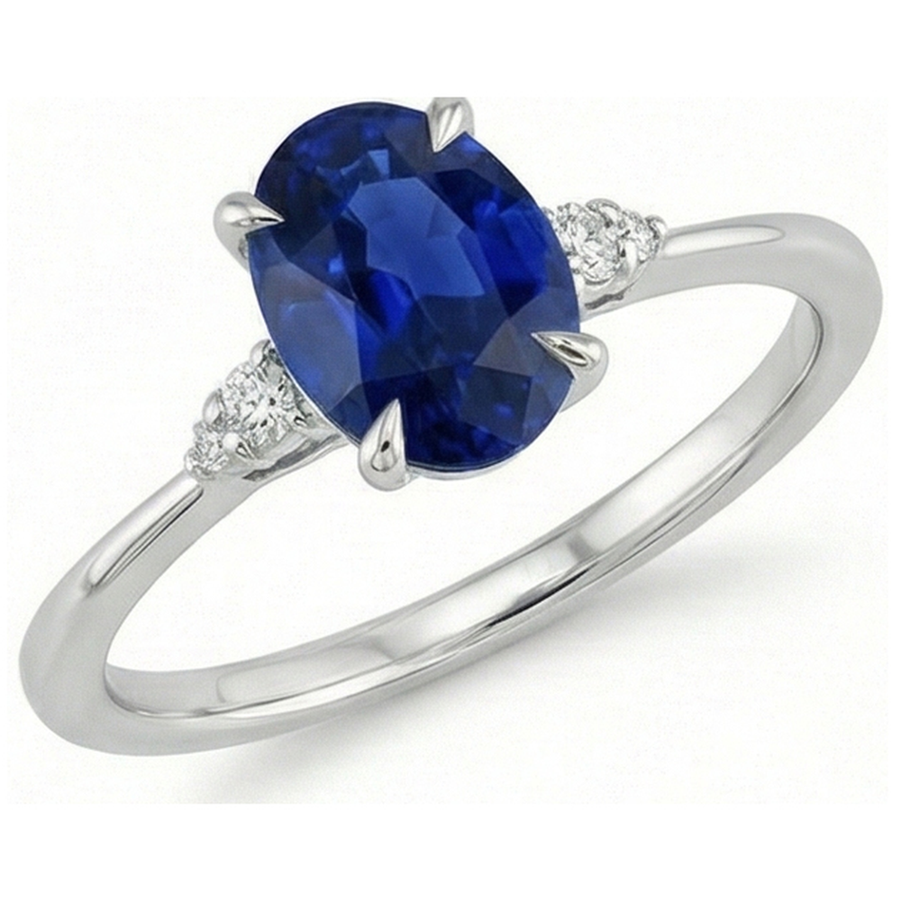natural round sapphire 3ct ring side angle