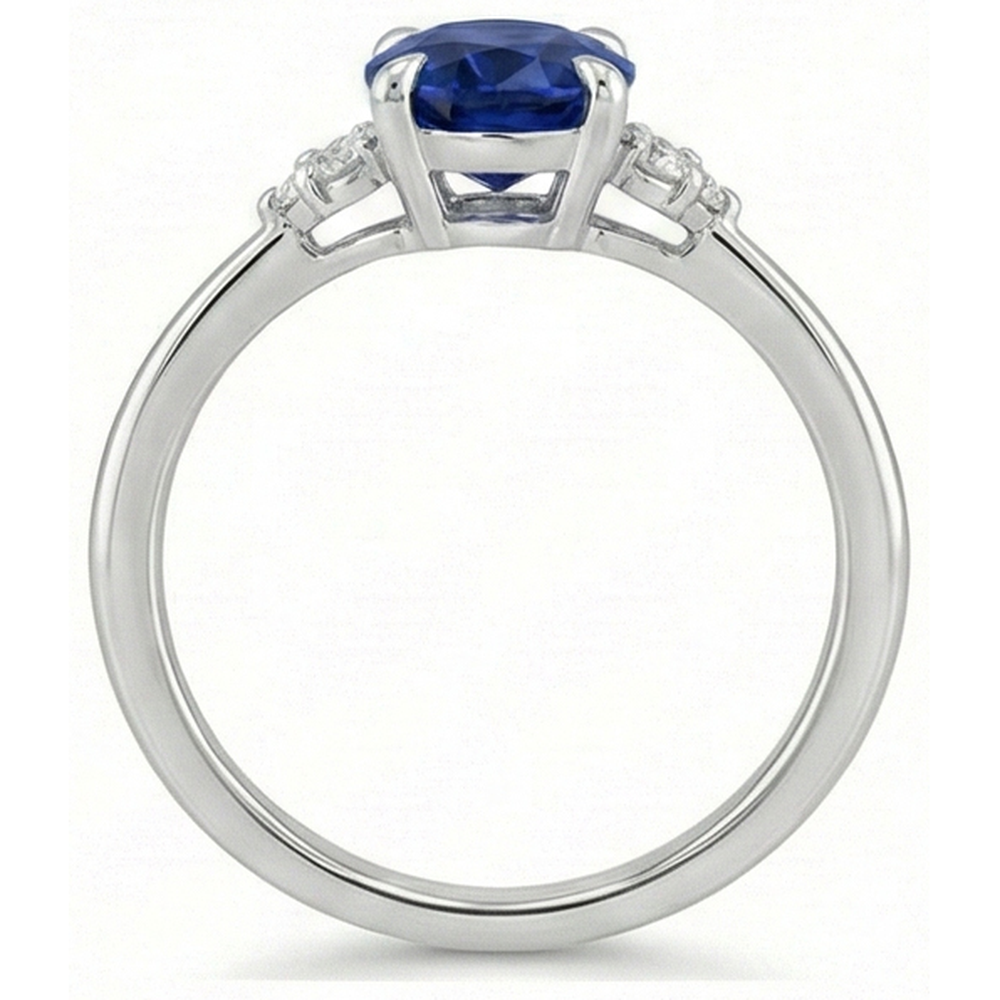natural round sapphire 3ct ring close up detail