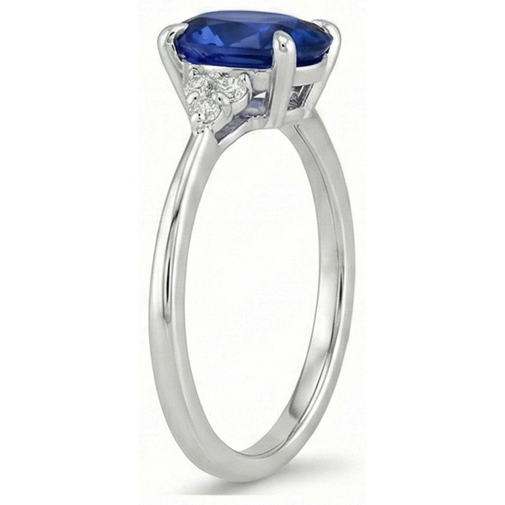 natural round sapphire 3ct ring profile view