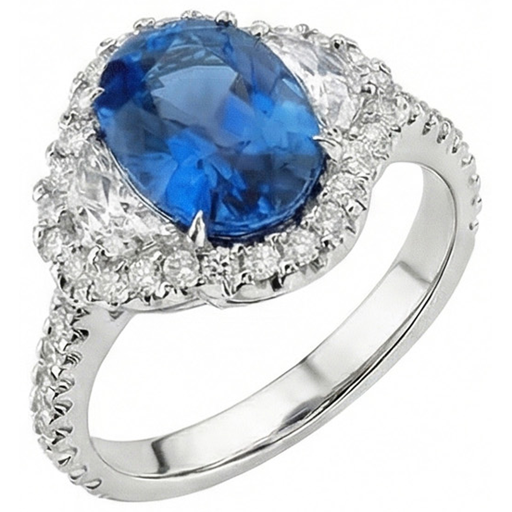 natural round sapphire 2ct ring side angle