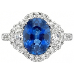 Natural Sapphire Ring 2ct - White Gold 14K