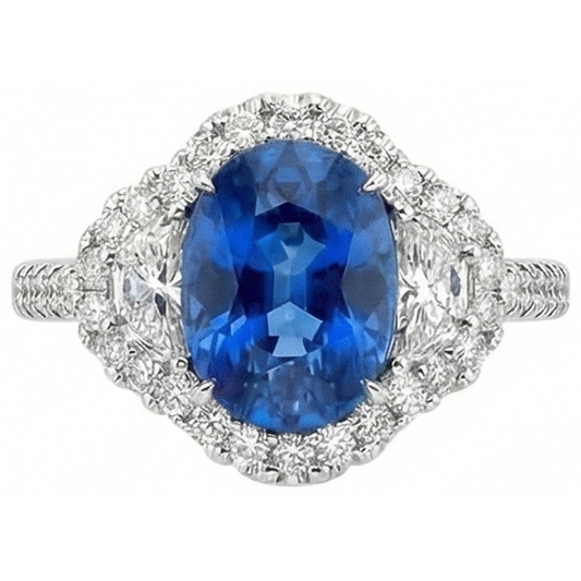 natural round sapphire 2ct ring front view