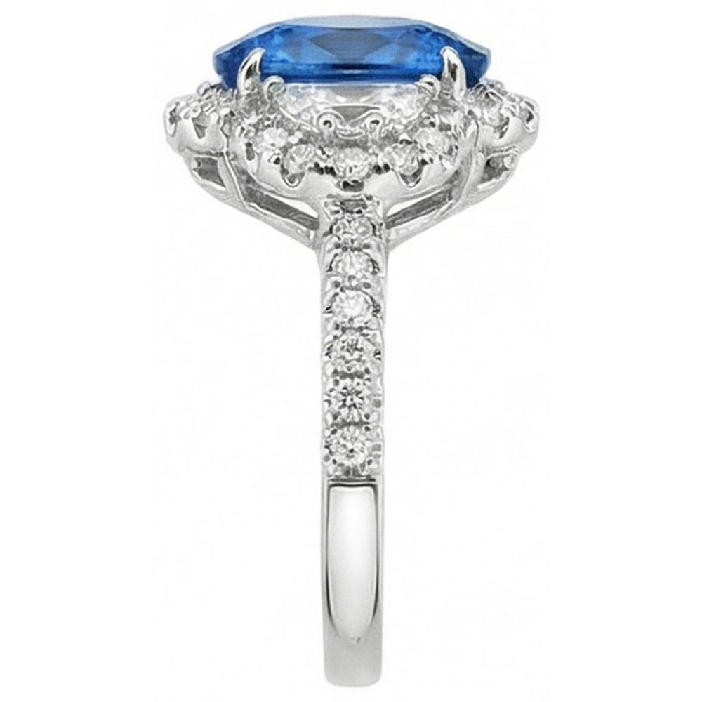 natural round sapphire 2ct ring top view