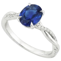 Natural Sapphire Ring 6ct - White Gold 14K