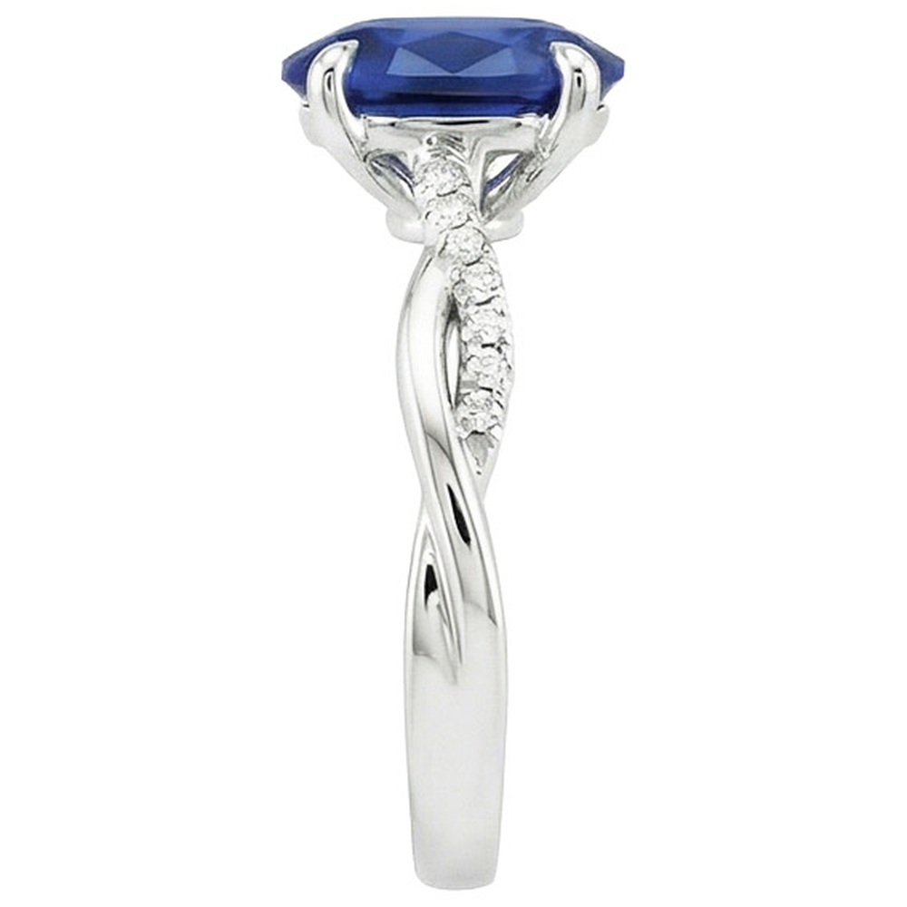 natural round sapphire 6ct ring profile view