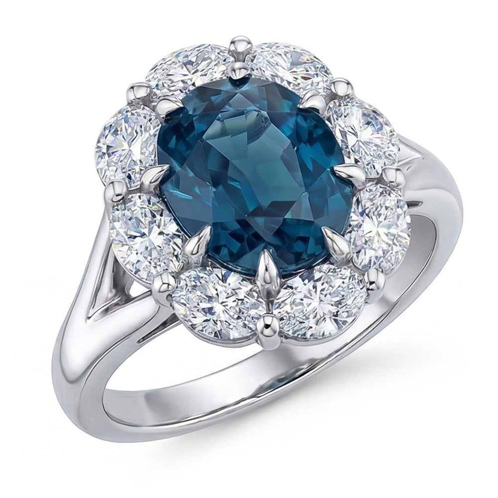 natural round sapphire 3.30ct ring side angle