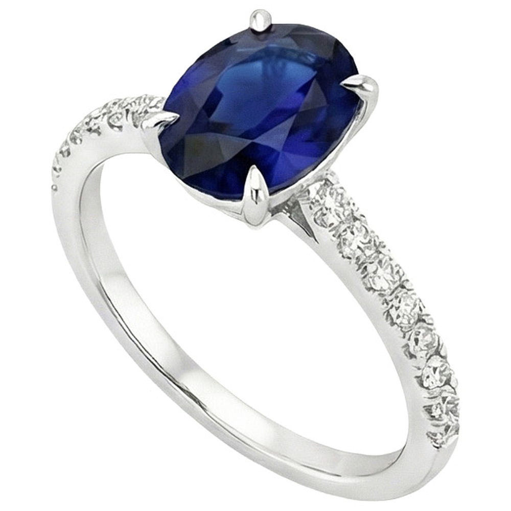 natural round sapphire 6ct ring top view