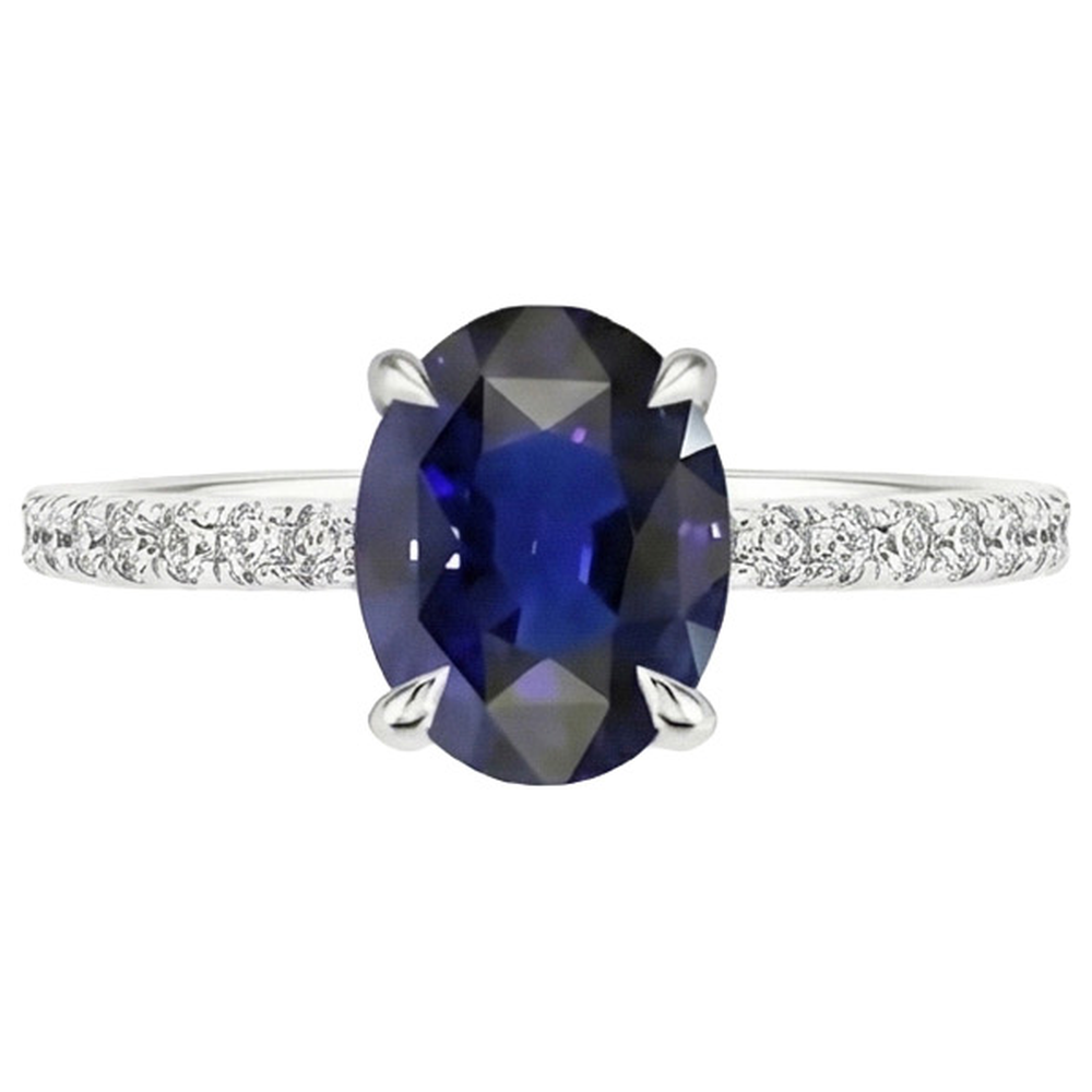 natural round sapphire 6ct ring close up detail