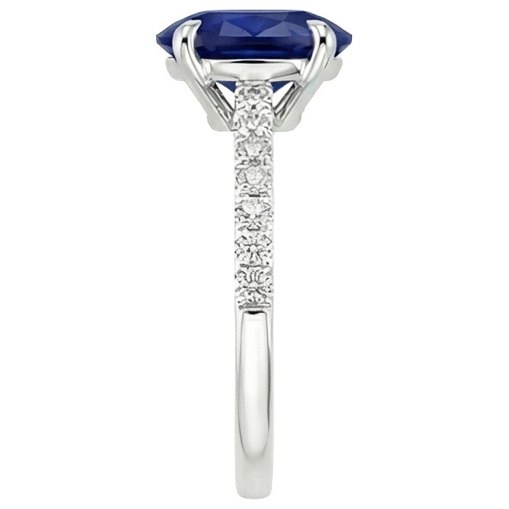 natural round sapphire 6ct ring profile view