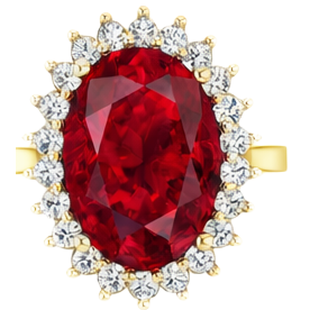 Oval Burma Ruby Natural Earth Mined Diamond ( Not Lab Grown ) Flower Style Ring 10.50 Carats Two Tone Gold