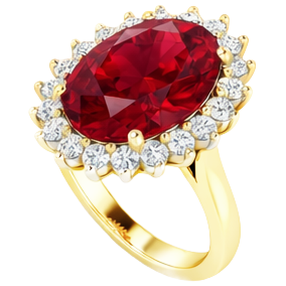 Oval Burma Ruby Natural Earth Mined Diamond ( Not Lab Grown ) Flower Style Ring 10.50 Carats Two Tone Gold