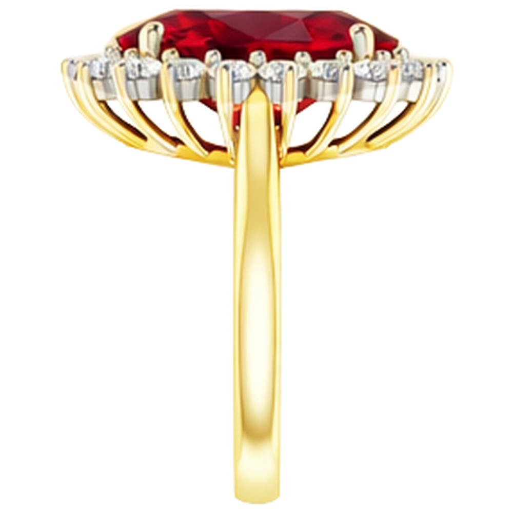 Oval Burma Ruby Natural Earth Mined Diamond ( Not Lab Grown ) Flower Style Ring 10.50 Carats Two Tone Gold